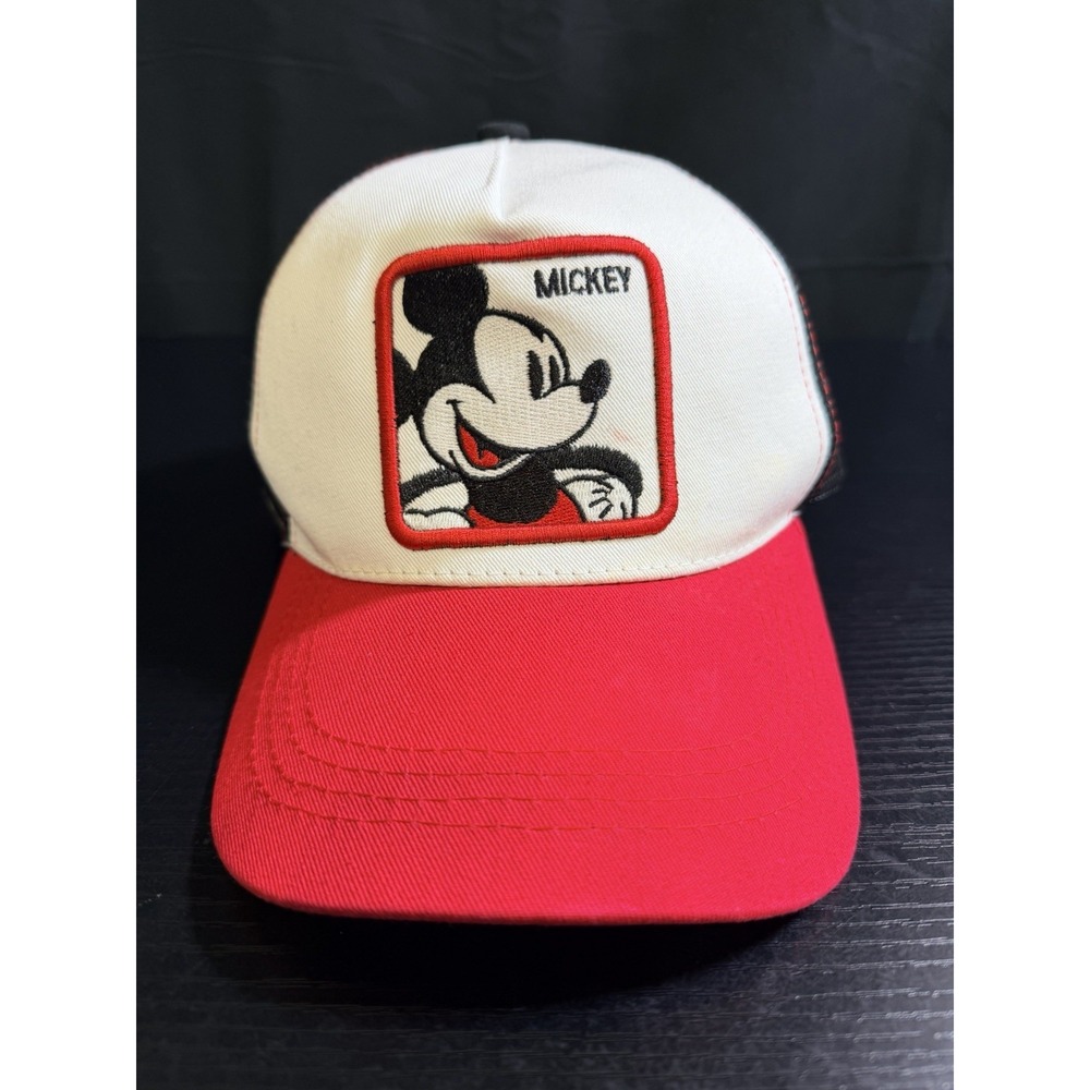 Disney Mickey Mouse Red White Black Trucker Mesh Snapback Hat Adult OSFM